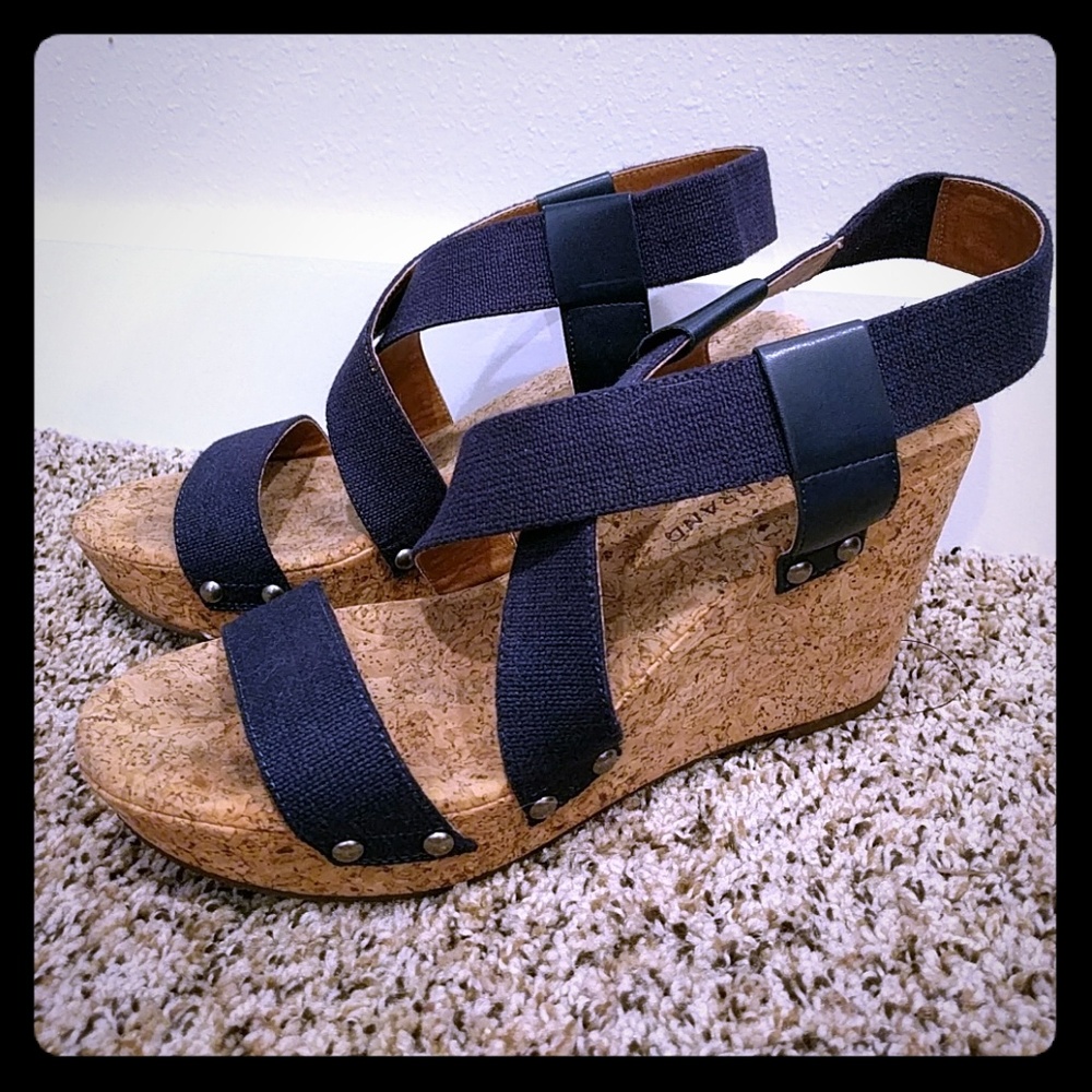 Lucky Brand Marla cork wedges women's 10
